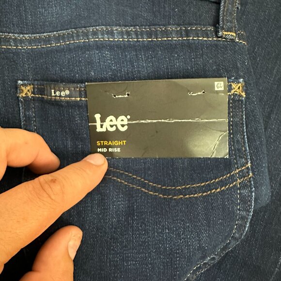 Lee Womens Mid Rise Straight Jeans Dark Wash Stretch Denim Size 6 Medium New - Picture 3 of 7